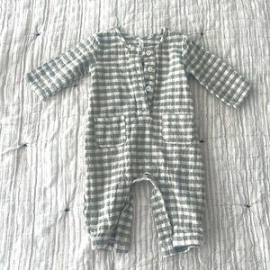 Rylee + Crew Ollie Gingham Jumpsuit Baby Girl / Boy 0-3m Like New - Worn Once